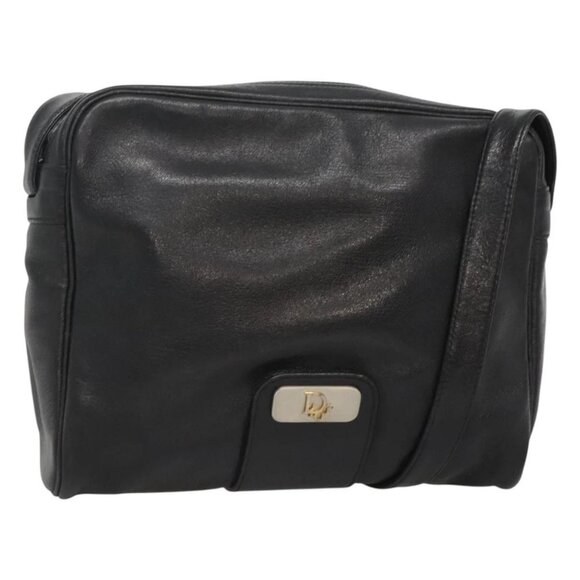 Christian Dior Shoulder Bag Leather Black Gold Auth BA2316 - Picture 1 of 16